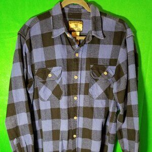 Field and Stream Men XL Tall Plaid Heavy Flannel Blue Mountains Camping Hiking